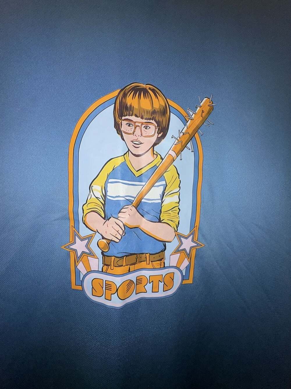 Stranger Things Sports Graphic T Shirt Blue Medium Retro Netflix Character Tee